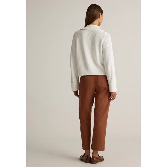 Quince Sz Large White Organic Cotton Fisherman Collared Cardigan - Picture 3 of 13